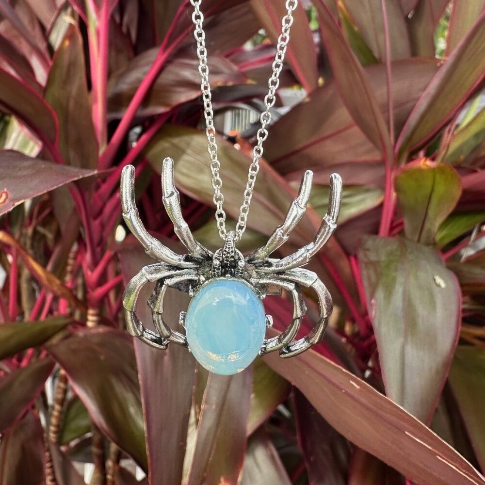 NEW Halloween Opalite Spider Pendant Opalite Spider Brooch